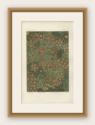 Japanese Floral Design Pattern, from Audsley’s Decorative Art, 1884, shown framed