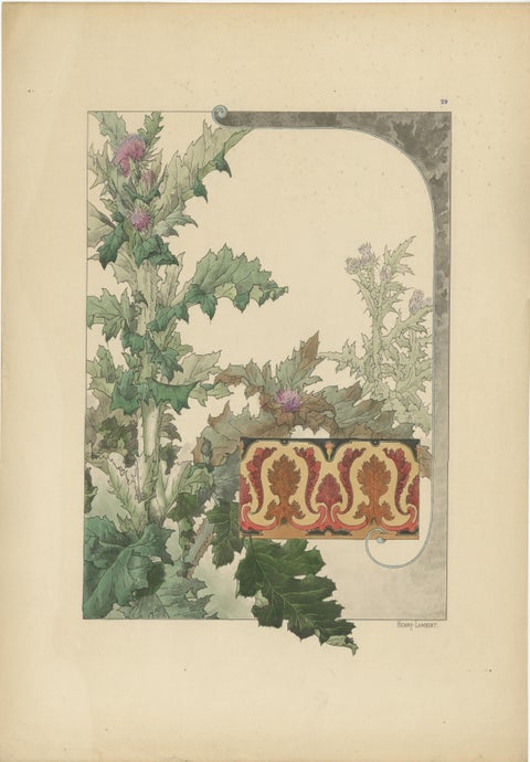 The Majestic Thistle: An Art Nouveau Study by Henry Lambert, 1896, view 2
