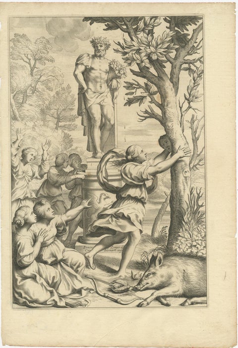 Set of 3 Antique Prints of Mythological Scenes on Lemon Varieties by Ferrari, view 2