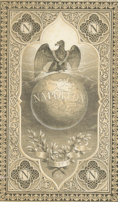 Napoleon Bonaparte, Imperial Eagle and World Allegory, French Engraving, 1843, close-up 4