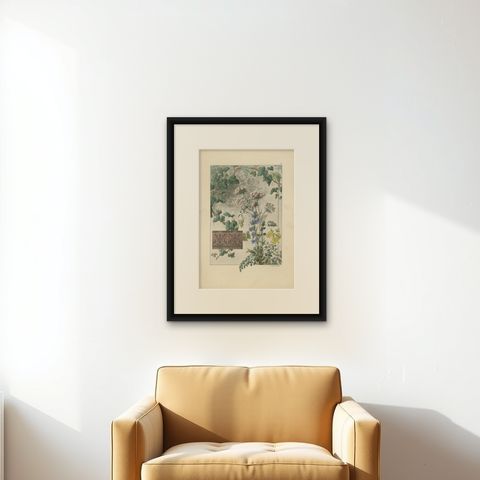 Floral Harmony in Art Nouveau: A Botanical Composition by Henry Lambert, 1896, shown framed on a wall