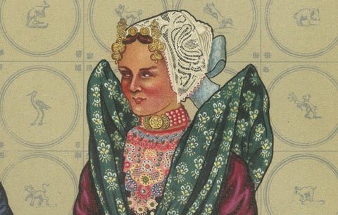 Elaborate Beadwork and Floral Silk in Axel Sunday Dress, Zeeland-Flanders 1890, close-up 4