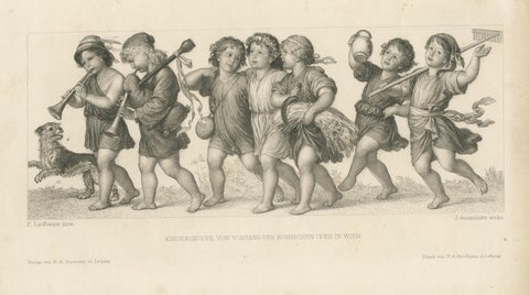 Antique Print of a Group of Children and a Dog, view 3