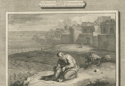 Religious Engravings, Peter’s Coin in Fish & Christ Foretells Passion, ca.1700, close-up 2