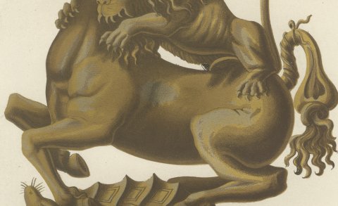 Lion and Horse Drinking Vessel after a Sixteenth Century Design, 1851, close-up 2