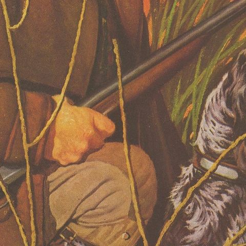 Vintage Print of a Hunter and his Dog 'The Saturday Evening Post' '1935', close-up 2