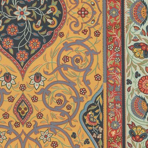 Persian Carpet Border Print, Antique Lithograph of Floral Rug Ornament, c.1869, close-up 6