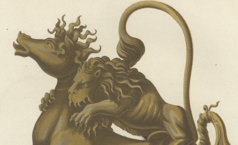 Lion and Horse Drinking Vessel after a Sixteenth Century Design, 1851, close-up 1