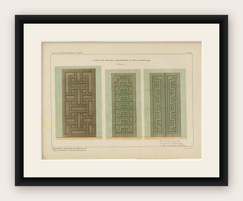 Antique Ottoman Door Panels Print, Yenişehir, Turkey, 1580, Raymond, 1924, shown framed