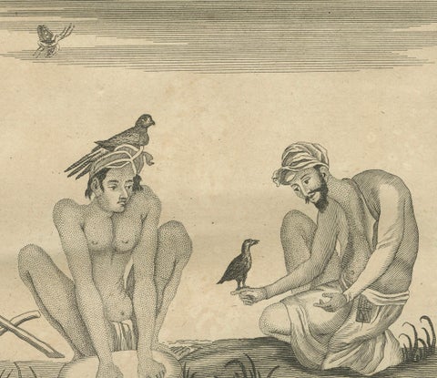 Indian Ascetics and Devotion Rituals, Feeding Birds and Acts of Penitence, 1734, close-up 2