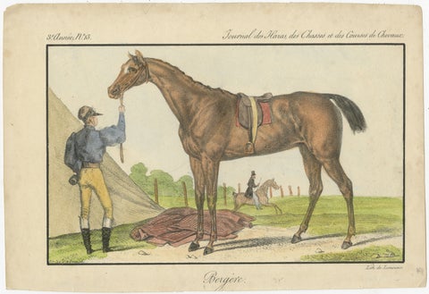 19th Century Hand-Colored Lithograph of Horse "Bergère" from Journal des Haras, view 2