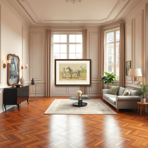 Original Antique Chromolithograph of a Barb or Berber Horse, circa 1890, shown framed in a room
