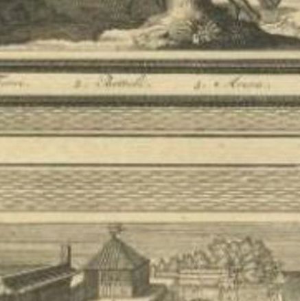 Antique Print of Palm Trees and the Factory in Suratte in India, 1719, close-up 2