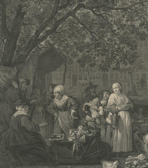 Antique Print of the Vegetable Market in Amsterdam by David, 1775, view 3