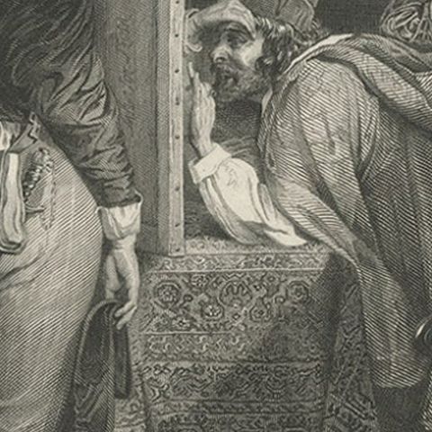 Old Steel Engraving of Salvator Rosa, an Italian Baroque Painter and Poet, c1890, close-up 2