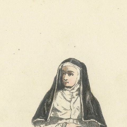 Blossoms of Faith: Handcolored Print of a Lateran Canoness, Plate 80, 1862, close-up 1