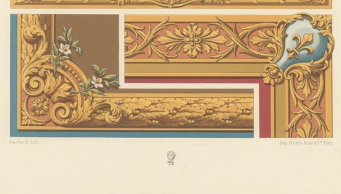 Louis XVI Floral Decorative Panel Chromolithograph by Racinet, Paris, c.1873, close-up 5