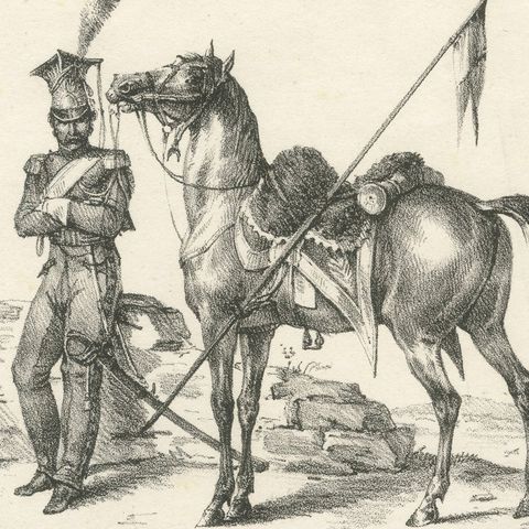 Antique Arabian Horse & Cavalry Lithograph after Carle Vernet, c.1825, close-up 6