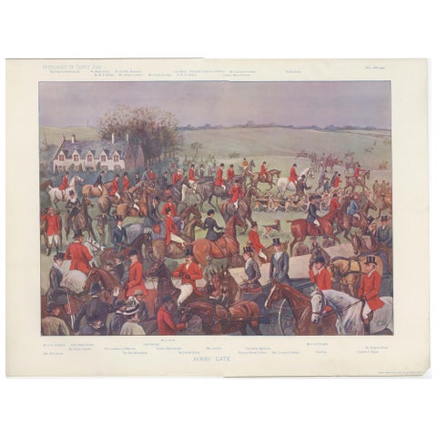 Vanity Fair Fox Hunting Chromolithograph, Quorn Hunt at Kirby Gate, 1901