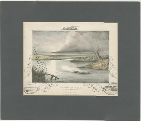 Antique Hunting Print of a shot at Brent Geese, circa 1863, view 4