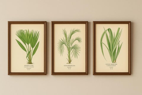 Antique Botanical Prints of Bourbon Palm, Cocos Weddeliana & Screw-Pine, c.1897, view 5