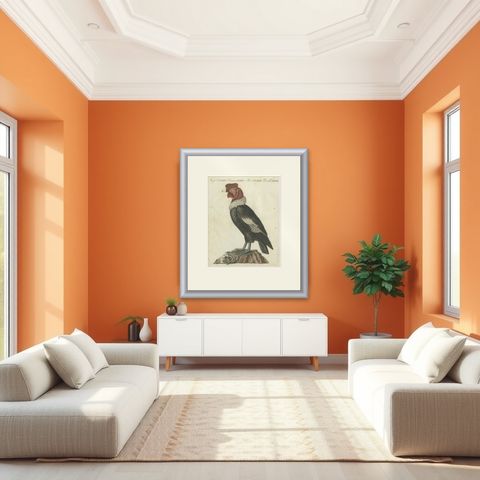 Andean Condor (Male) - Majestic Vultur gryphus Illustration by Bertuch, 1805, shown framed in a room