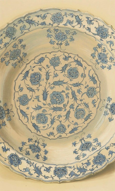 Persian Faience Dish with Blue Floral Ornamentation, J.Lessing, Berlin 1890, close-up 4