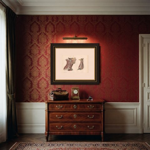 The Cervical Plexus, Antique Hirschfeld Anatomy Print, 1866, shown framed in a room