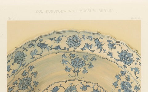 Persian Faience Dish with Blue Floral Ornamentation, J.Lessing, Berlin 1890, close-up 2