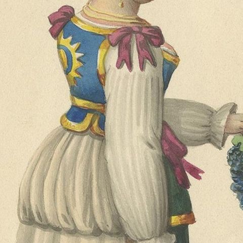 Antique Print of a Woman Harvesting Grapes 'circa 1880', close-up 2
