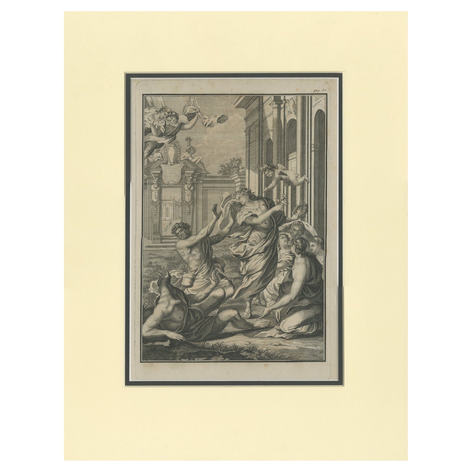Antique Print of Flora Turning Limace Into a Slug by Volckamer 'c.1710'