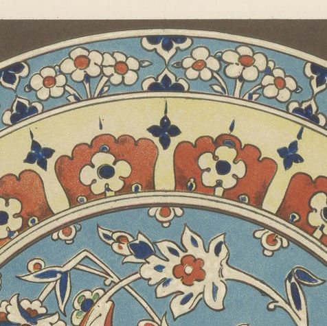 Persian-Turkish Faience Plate with Carnation and Tulip Motif, J.Lessing, 1890, close-up 6
