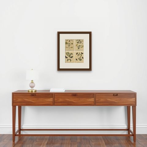 Early English Butterflies, Large White, Peacock & Red Admiral, Albin 1720, shown framed on a wall