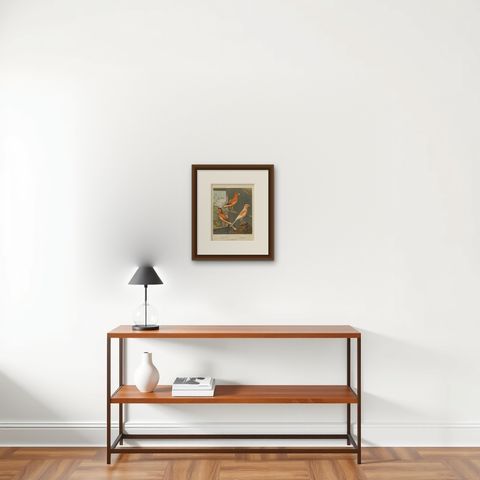 Antique Bird Print of the Norwich Canaries, Variegated Yellow and Others, shown framed on a wall