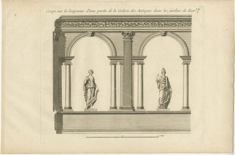 Copper Engraving of a Section of the Royal Botanic Gardens, Kew, London, 1776, view 2