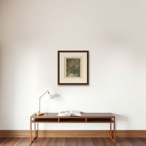 Snowdrops in Bloom - Giacomelli's Birds and Winter Flora, Circa 1891, shown framed on a wall
