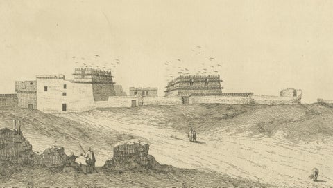 Arab Houses and Pigeon Towers in Egypt, Norden Architectural Engraving, c.1755, close-up 4