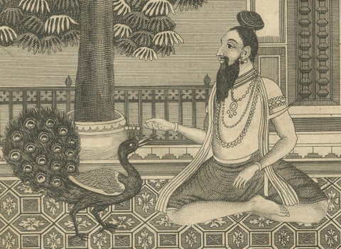 Indian Ascetics and Devotion Rituals, Feeding Birds and Acts of Penitence, 1734, close-up 1