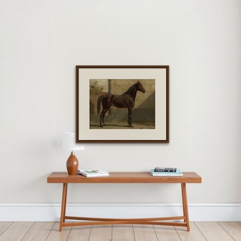 Antique Lithograph Print of East Prussian Horse, 1898, Good Condition, shown framed on a wall