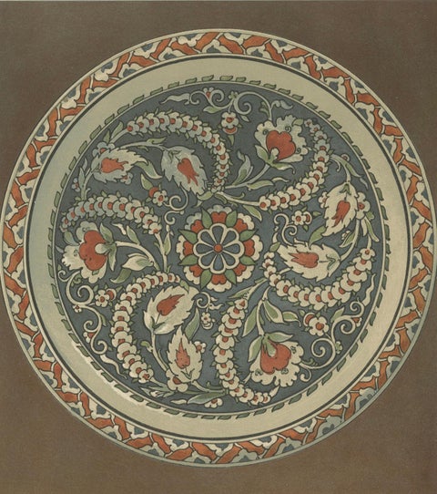 Persian-Turkish Faience Plate with Spiraling Floral Design, Julius Lessing 1890, close-up 4