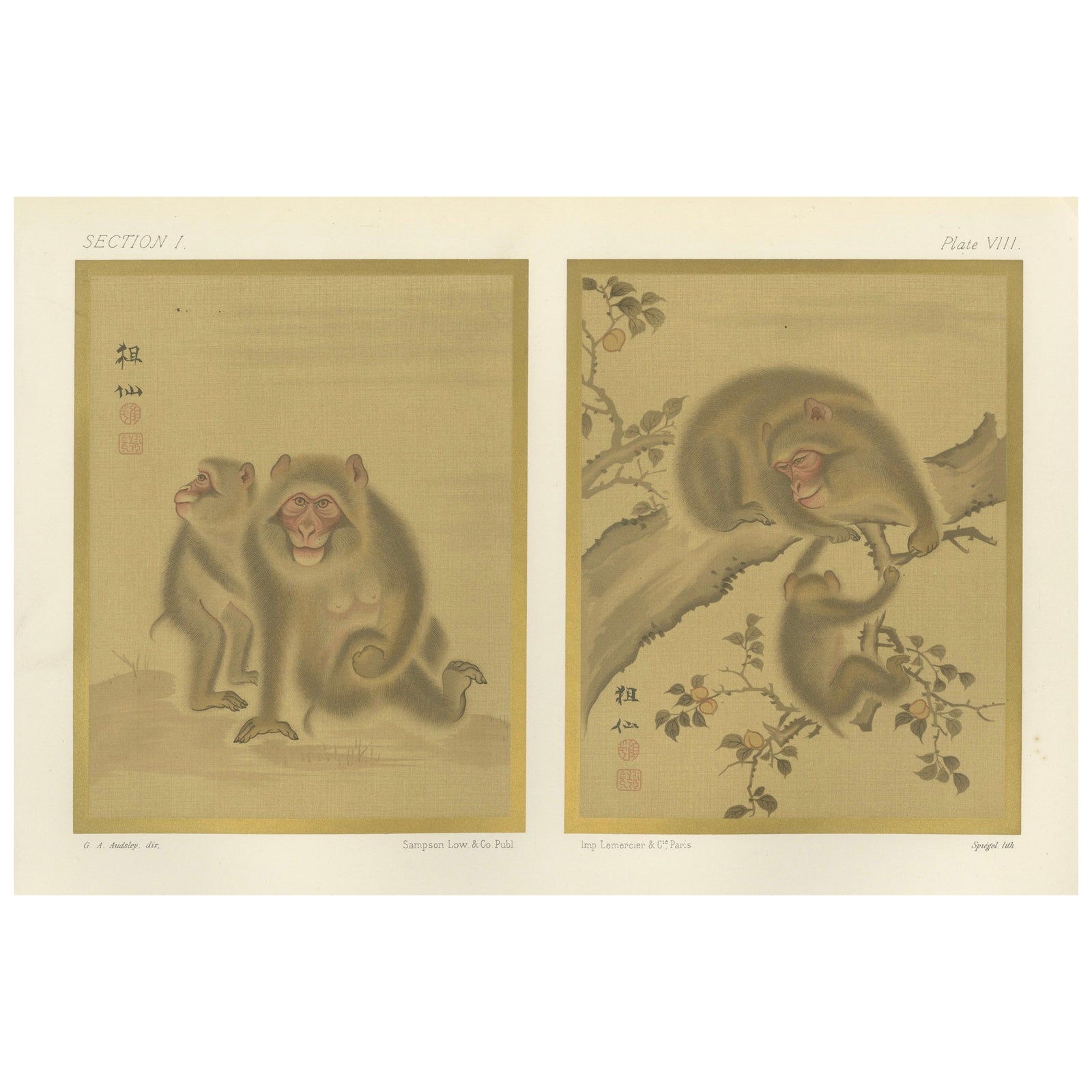 Japanese Monkey Prints: Serene 19th-Century Nature Studies with Peaches