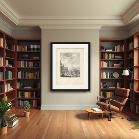 Antique Print of a Horse Fair Made after Wouwerman, 'circa 1780', shown framed in a room