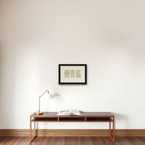 Horsetail Plants, Trio of Victorian Botanical Prints, 1873, shown framed on a wall