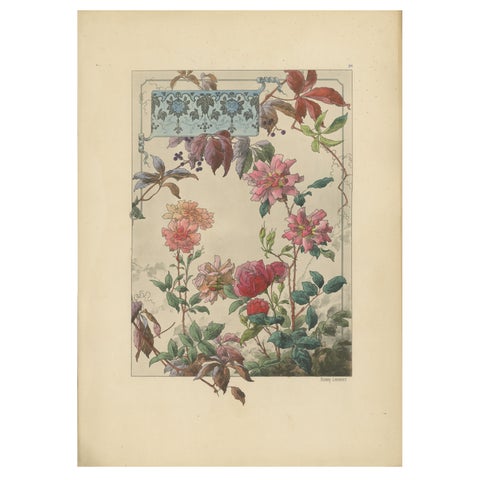 The Elegance of Bengal Roses and Virginia Creeper in Art Nouveau Design, 1896