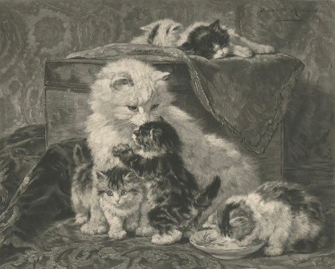 "Mother's Love" - Cats and Kittens by Henriette Ronner (1894), close-up 4