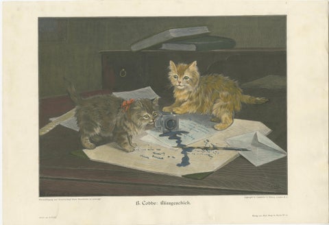 Set of 6 Original Antique Cat Prints made after paintings, circa 1898, view 4
