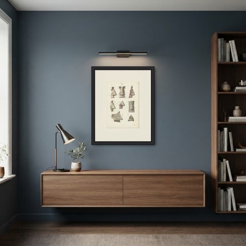 The External Nose and Its Cartilages, Antique Hirschfeld Anatomy Print, 1866, shown framed in a room