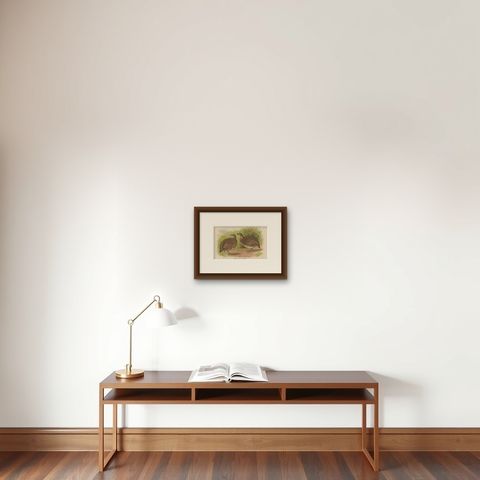 Antique Bird Print of the Green-Legged Wood Partridge by Hume & Marshall, 1879, shown framed on a wall