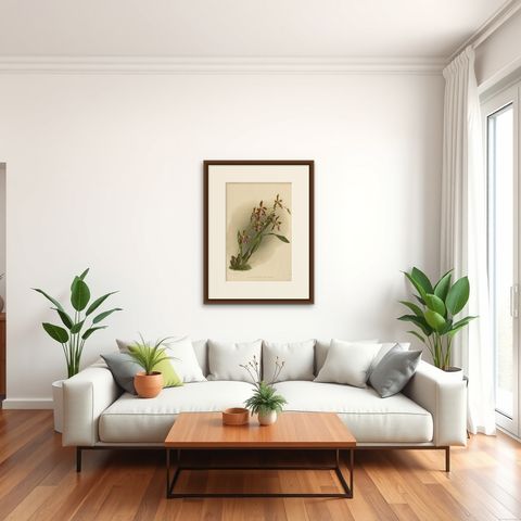Antique Botanical Print, Exotic Orchid Odontoglossum Wattianum, c.1888, shown framed in a room