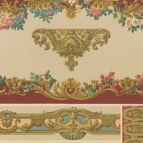 18th Century French Wall and Border Decoration, Rococo Floral Frames, Plate XCI, close-up 6
